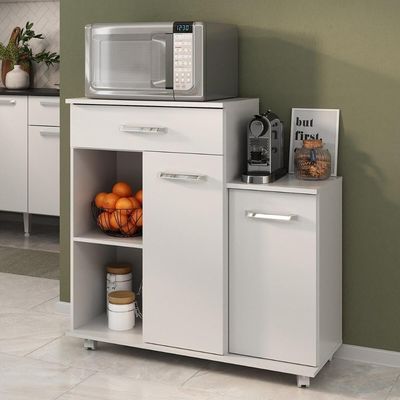 Armário De Cozinha Balcão Multiuso Para Microondas Multimóveis Mp2189 Branco Branco