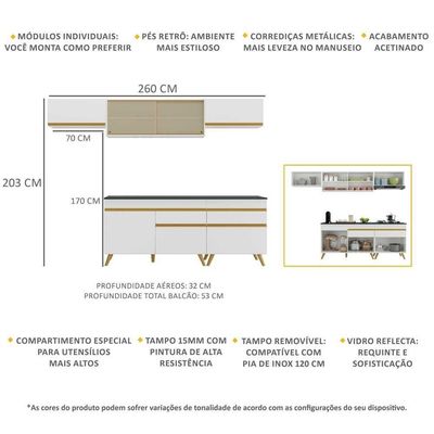 Cozinha Completa 5 Peças Armário E Balcão Multimóveis Branca