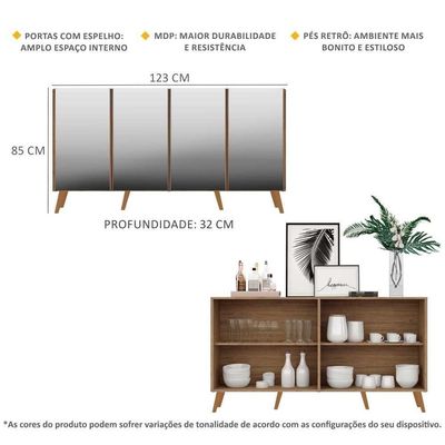 Aparador Buffet 4 Portas Multimóveis V3594 Rustic Rustic