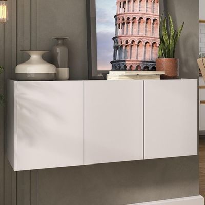 Aparador Buffet Suspenso 3 Portas Multimóveis Mp8001 Branco Branco