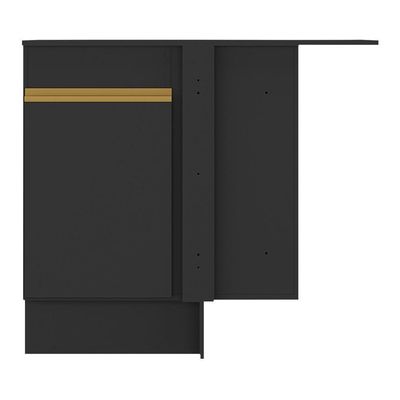 Balcão Cozinha De Canto Com Rodapé 1 Porta Veneza Multimóveis V2120 Preto/dourado Preto/dourado