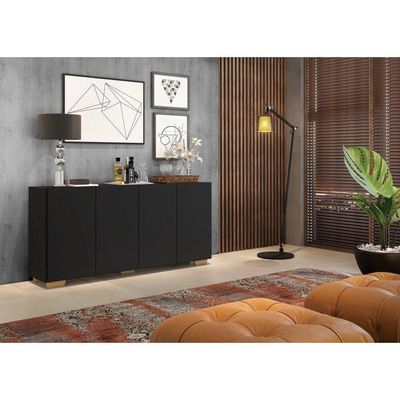 Aparador Buffet 4 Portas Multimóveis V3557 Preto/Natural