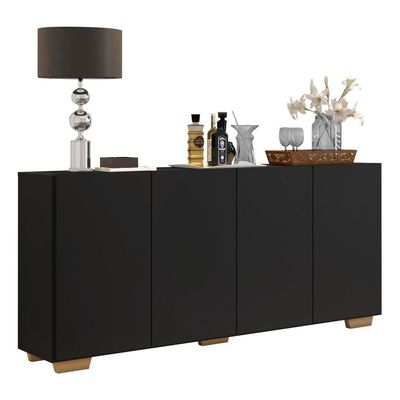 Aparador Buffet 4 Portas Multimóveis V3557 Preto/Natural