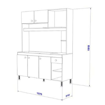 Cozinha Compacta Indekes 5 Portas 1 Gaveta Vitória Castani Off