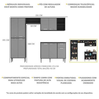 Cozinha Compacta Armário E Balcão Xangai Multimóveis Vm2840