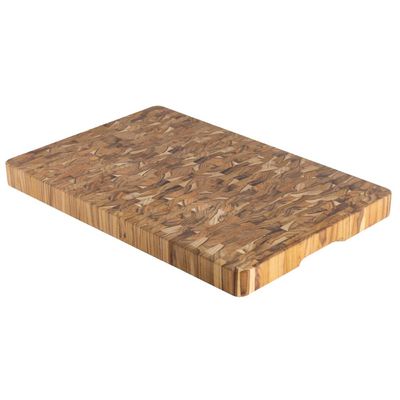 Tábua Cubus Com Empunhadura Churrasco Tramontina em Madeira Teca FSC com Acabamento em Óleo Mineral 60x40 cm