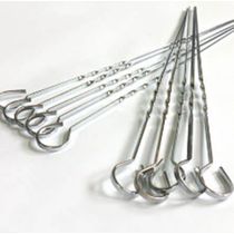 ESPETOS DE METAL 38CM C/ 10PCS TORCIDO PARA CHURRASCO