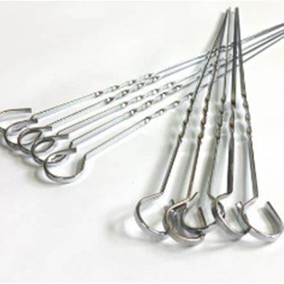 ESPETOS DE METAL 38CM C/ 10PCS TORCIDO PARA CHURRASCO