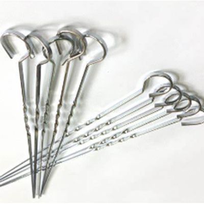 ESPETOS DE METAL 38CM C/ 10PCS TORCIDO PARA CHURRASCO