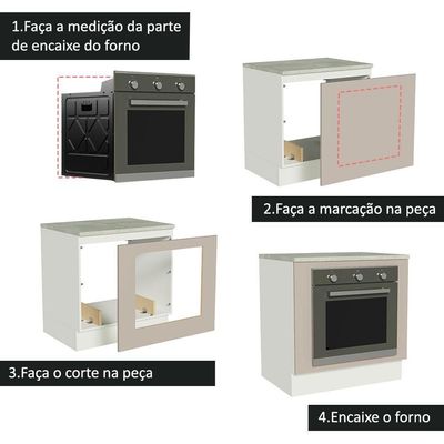 Balcão Para Forno De Embutir 80 X 60 Cm Com Tampo Branco/crema Agata Madesa Branco/crema