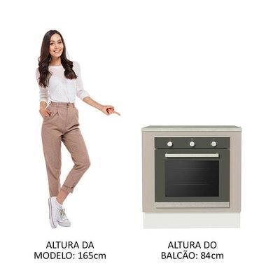 Balcão Para Forno De Embutir 80 X 60 Cm Com Tampo Branco/crema Agata Madesa Branco/crema