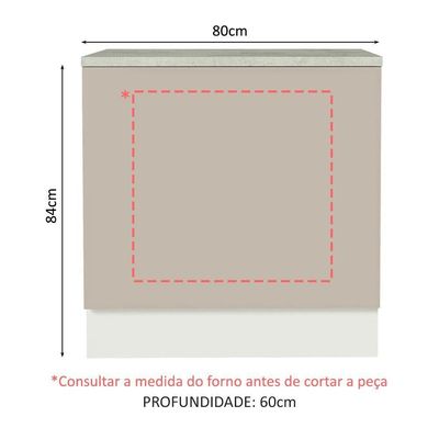 Balcão Para Forno De Embutir 80 X 60 Cm Com Tampo Branco/crema Agata Madesa Branco/crema