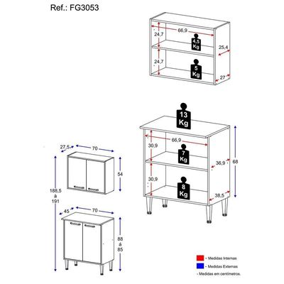 Armário De Cozinha Com Balcão Multimóveis 2 Portas Branco