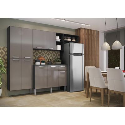 Cozinha Compacta Multimóveis Pequim Fg3000 Preta/lacca Fumê