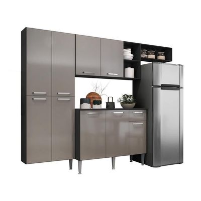Cozinha Compacta Multimóveis Pequim Fg3000 Preta/lacca Fumê