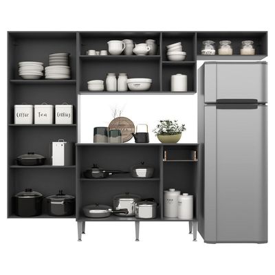Cozinha Compacta Multimóveis Pequim Fg3000 Preta/lacca Fumê