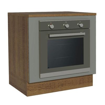 Balcão Para Forno De Embutir 80 X 60 Cm Com Tampo Rustic/cinza Agata Madesa Rustic/cinza