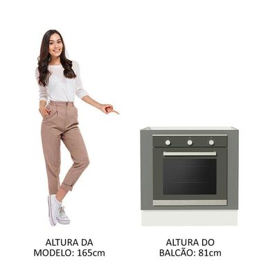 Balcão Para Forno De Embutir 80 X 60 Cm Sem Tampo Branco/cinza Agata Madesa Branco/cinza