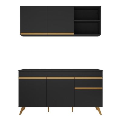 Cozinha Compacta Veneza Gb Mp2079 Com Armário E Balcão Preta