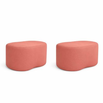 Kit 2 Puff Feijão Curvo Orgânico Sala Redondo Confortável Moderno Suede Rosa