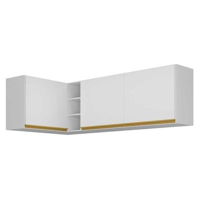 Kit Armário De Cozinha Aéreo Canto 90cm E Aéreo 120cm Veneza Multimóveis Mp2148 Branco-dourado