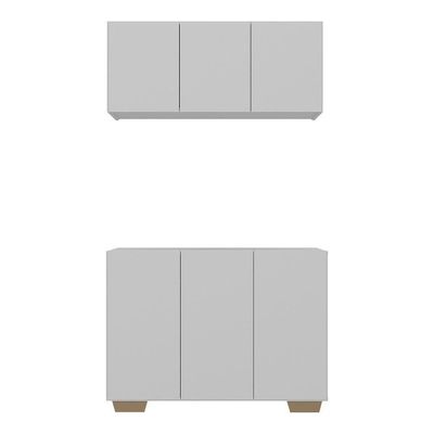 Kit Armário Cozinha Aéreo Balcão 3 Portas Mp2169 Branco/natural