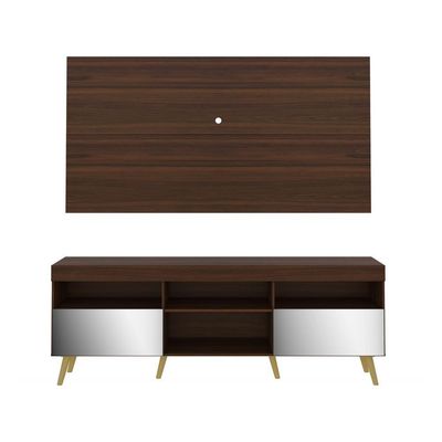 Rack com Painel TV até 65" Espelho e Pés Retrô Multimóveis