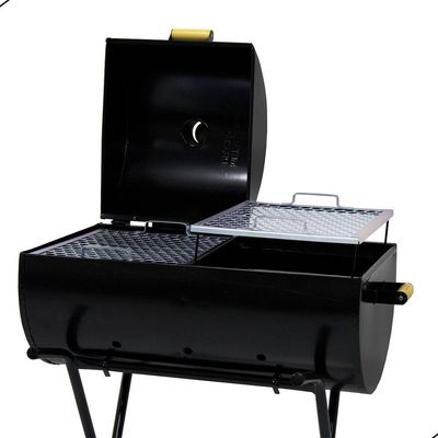 Churrasqueira Meia Bafo Grande Com Carrinho E 2 Grelhas Preto