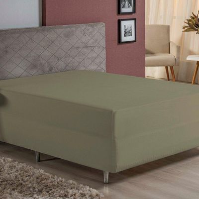 Lençol Com Elástico Queen Nobre 1 Peça Luva De Box 55cm De Altura Malha 100% Algodão - Avelã