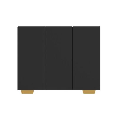 Armário Lavanderia Com 3 Portas 90 Cm Mp5034 Preto/Natural