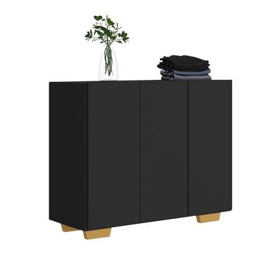 Armário Lavanderia Com 3 Portas 90 Cm Mp5034 Preto/Natural