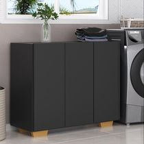 Armário Lavanderia Com 3 Portas 90 Cm Mp5034 Preto/Natural