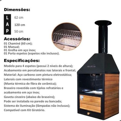 Churrasqueira Wall Plus Vulkania Grill Preto