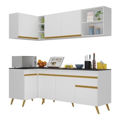 Cozinha Compacta De Canto Mp2058 Com Armário E Balcão Branca