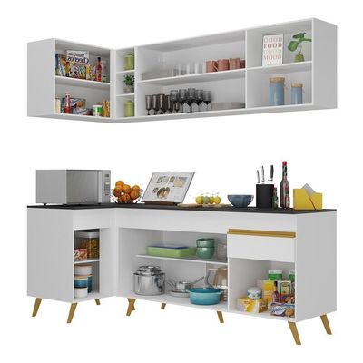 Cozinha Compacta De Canto Mp2058 Com Armário E Balcão Branca