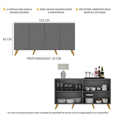 Aparador Buffet 4 Portas Vegas V3560 Rustic/Natural