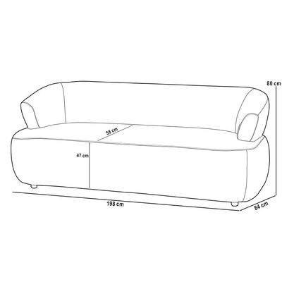Sofá 3 Lugares Orgânico Para Sala Living 198cm Florea M05 Bouclê Creme - Lyam Decor