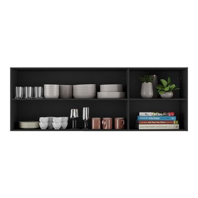 Armário De Cozinha Aéreo 150cm 2 Portas Veneza Multimóveis V3741 Preto/dourado Preto/dourado