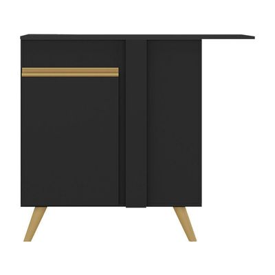 Balcão Cozinha De Canto 1 Porta Veneza Multimóveis V3743 Preto/dourado Preto/dourado