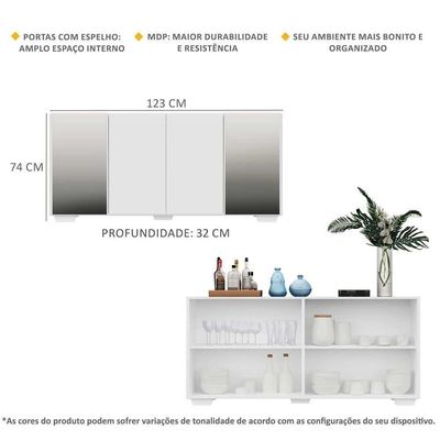 Aparador Buffet 4 Portas Vegas V3563 Branco Branco