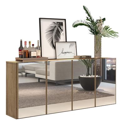 Aparador Buffet 4 Portas Multimóveis V3559 Preto/Branco