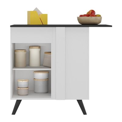 Balcão Cozinha De Canto 1 Porta Veneza Multimóveis V3743 Branco/preto Branco/preto