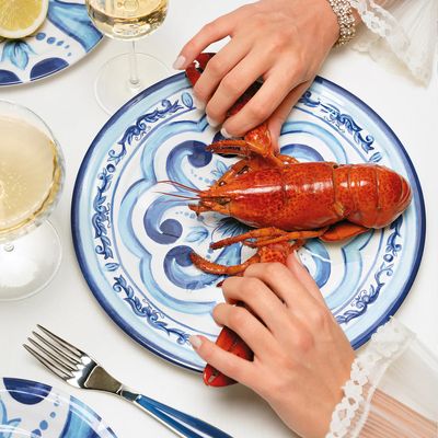 PRATO DE JANTAR GUZZINI EM MELAMINA 27,5CM AZUL 28191152