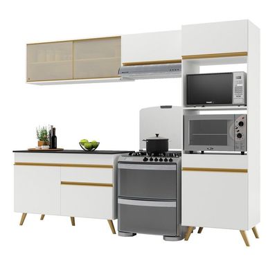 Cozinha Compacta 4 peças Armário e Balcão Multimóveis Branca