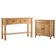 Kit Balcão Buffet 93cm Com Aparador Rústico 132cm Madeira Maciça Lira M06 Carvalho Fosco - Lyam Decor