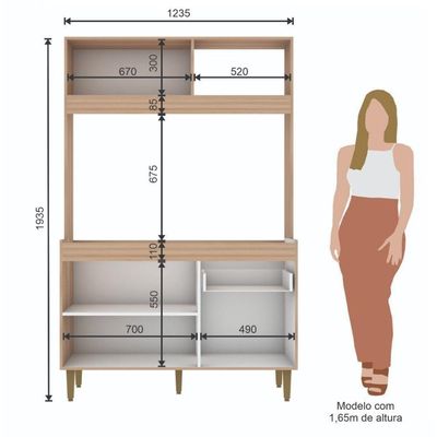 Armário De Cozinha Compacta Em Mdp Mel E Preto 1,94 X 1,24