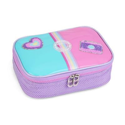 Kit Mochila De Rodinhas + Lancheira + Estojo Just Love Rainbow Chaveiro Denlex