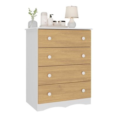 Cômoda Infantil 65cm Com 4 Gavetas Realeza Multimóveis Mp4433 Branco/madeirado Branco/madeirado
