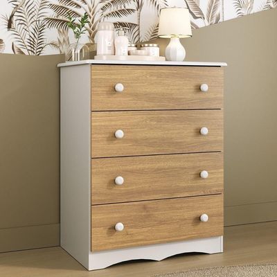 Cômoda Infantil 65cm Com 4 Gavetas Realeza Multimóveis Mp4433 Branco/madeirado Branco/madeirado