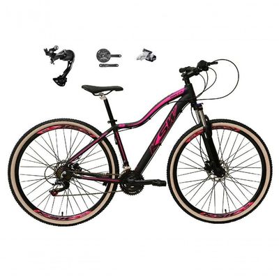Bicicleta Aro 29 Ksw Mwza Feminina Câmbio Shimano Alívio-altus 27v Freio Hidráulico Garfo C-trava preto-rosa Tam: 15